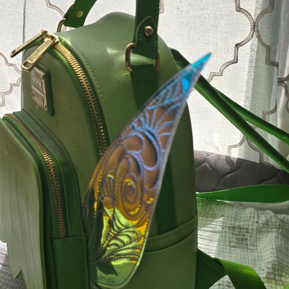Loungefly Green Backpack with Blue Fairy Wings - Picture 2 of 7